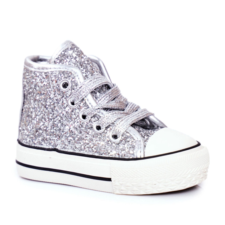 FRROCK Kinder Sneaker High Shiny Silver Ally silber-