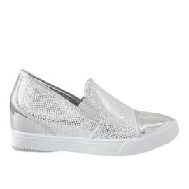 Silberne Sneakers mit Keilabsatz DD437-2 grau