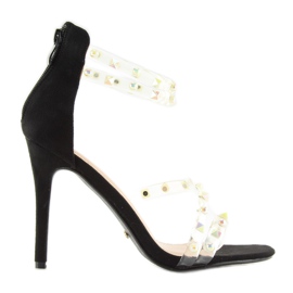 Sandalen mit Silikonriemen schwarz NF-25P Black