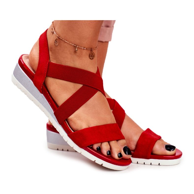 PS1 Damen Sandalen mit Keilabsatz Rot Harper