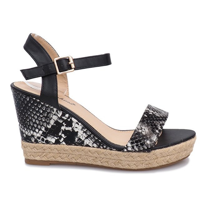 Schwarze Keilsandalen Espadrilles 181