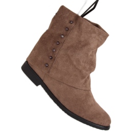 Stiefel auf einem versteckten beigen Keil ST-03P Khaki braun