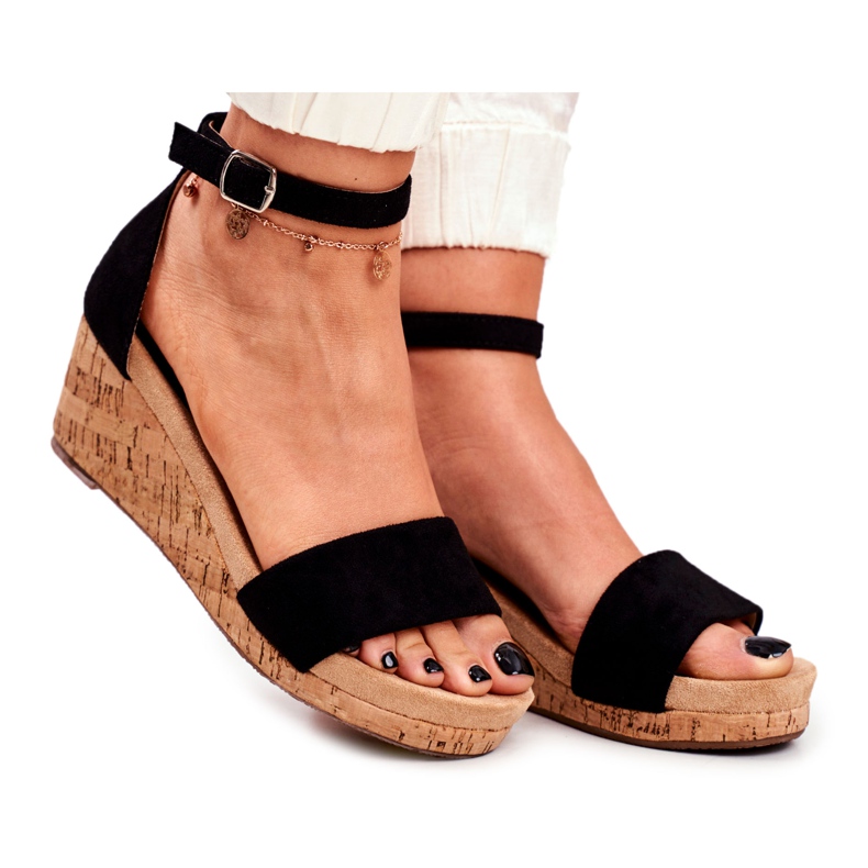 PS1 Damen Sandalen mit Keilabsatz Schwarz MarryMe