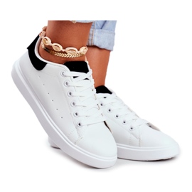 PS1 Damen Sportschuhe Weiß mit schwarzem Absatz Milly