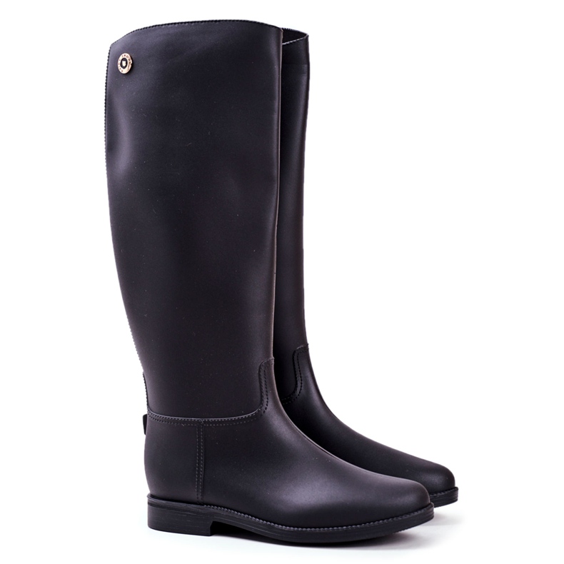 SEA Schwarze Regenstiefel für Damen unter dem Knie schwarze Drizzle-Reitstiefel