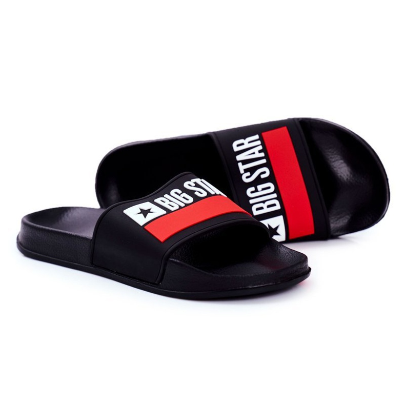 Herren Hausschuhe Big Star Classic Schwarz GG174936 weiß rot