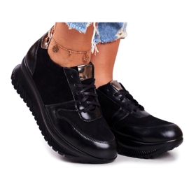 ESKA Damen Sportschuhe Leder Schwarz Gianna