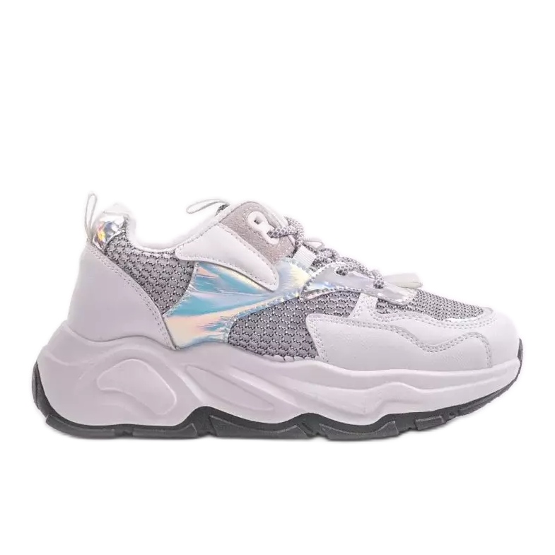 Weiße Sport-Sneaker mit grauen RAL-63 Einsätzen