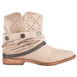 Bella Paris Stiefel mit Zierstreifen beige