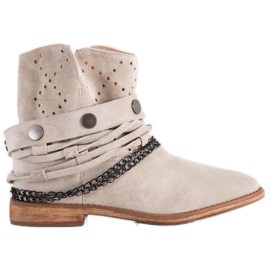 Bella Paris Stiefel mit Zierstreifen beige