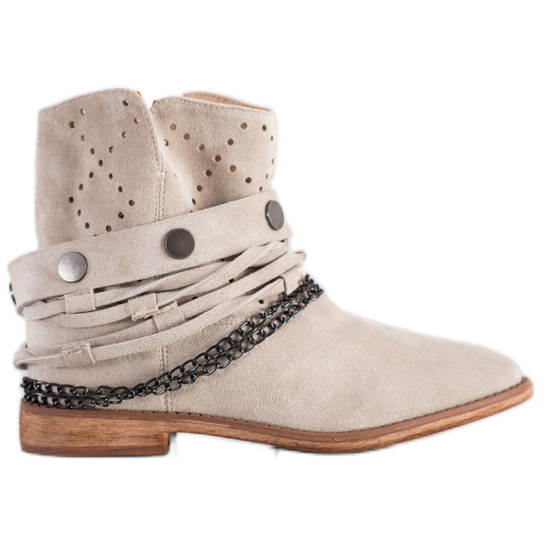 Bella Paris Stiefel mit Zierstreifen beige