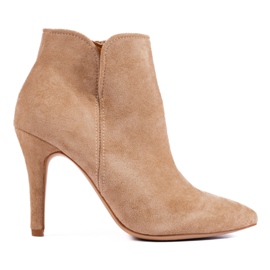 Bella Paris Klassische Stiefel auf hohem Absatz beige