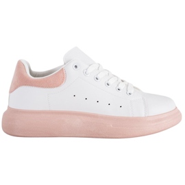 SHELOVET Sneakers auf einer Powder-Plattform weiß rosa