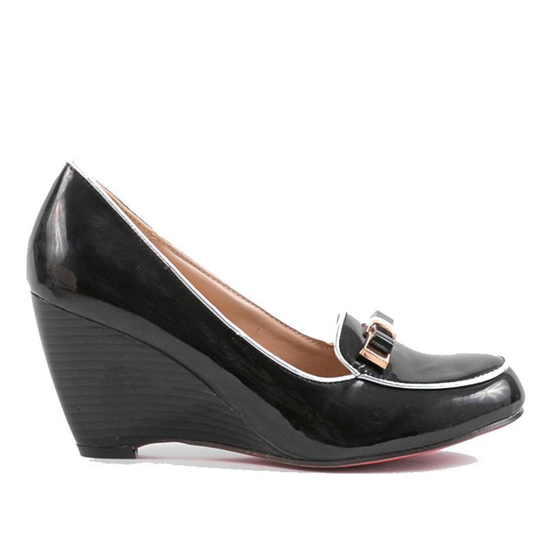 Schwarze Keilpumps mit Schleife 0088-1