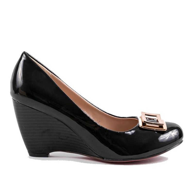 Schwarze Keilpumps mit Schnalle 0089-1