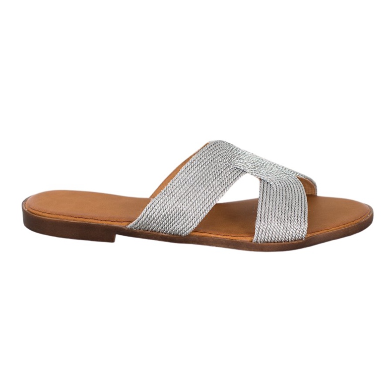 SHELOVET Stilvolle silberne Hausschuhe grau