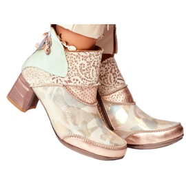 Damenstiefel mit hohem Absatz Maciejka Beige 03410-04 grün golden