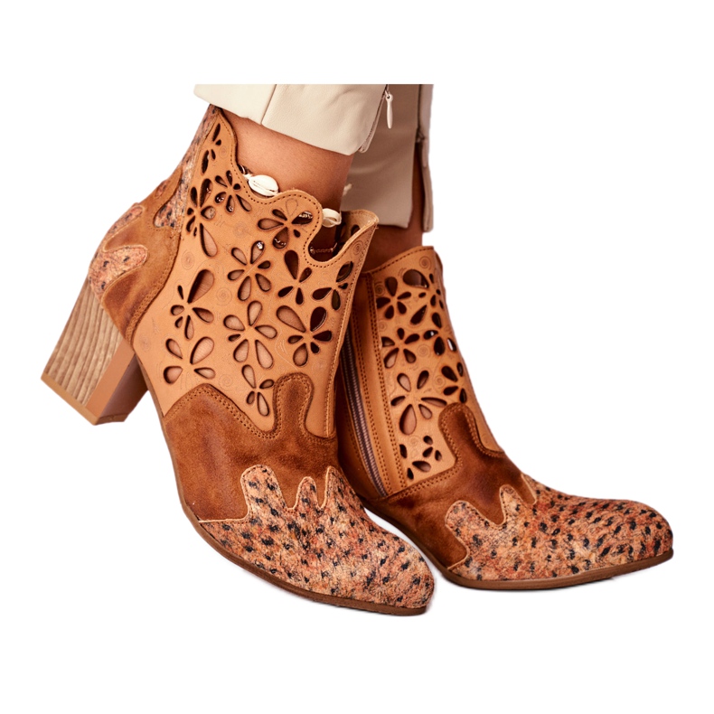 Damen Stiefel mit hohem Absatz Maciejka Spring Red 04369-29 beige mehrfarbig