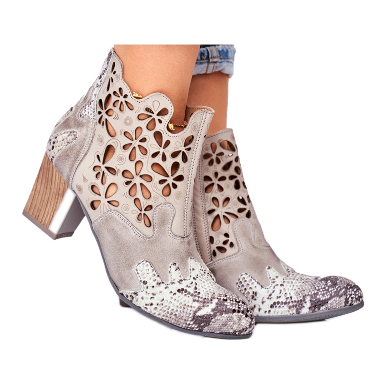 Damenstiefel mit hohem Absatz Maciejka Spring Grey 04369-13 grau