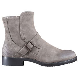 J. Star Stiefel mit flachem Absatz grau