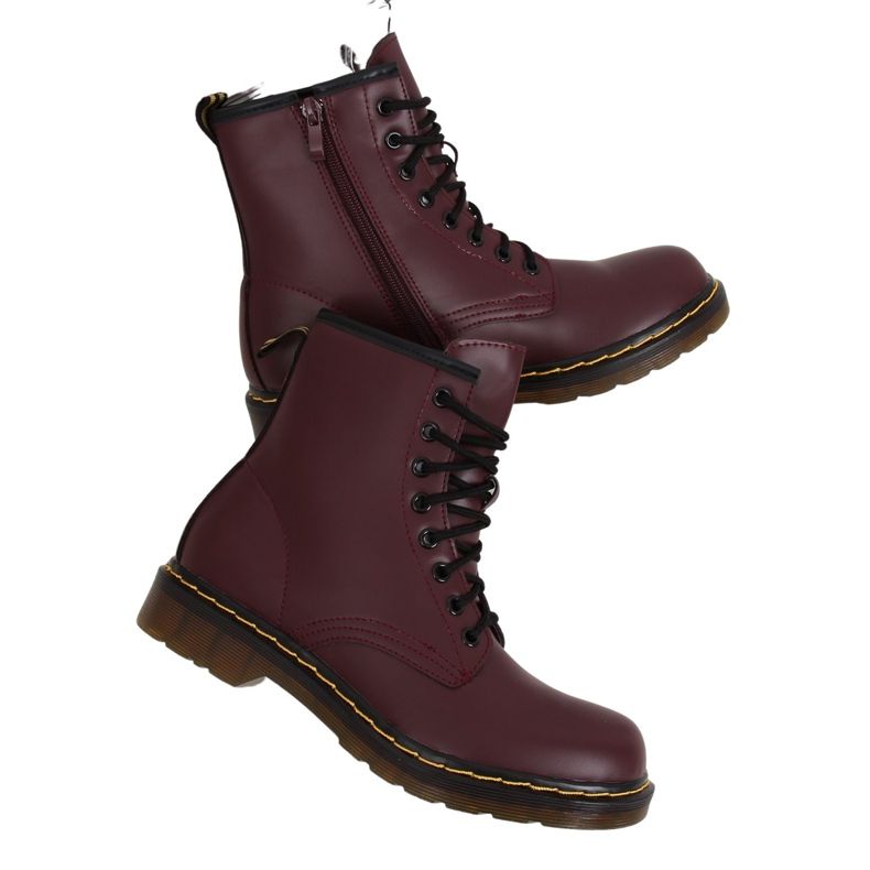 Schnürstiefel kastanienbraun NC1019 Wine Red rot mehrfarbig