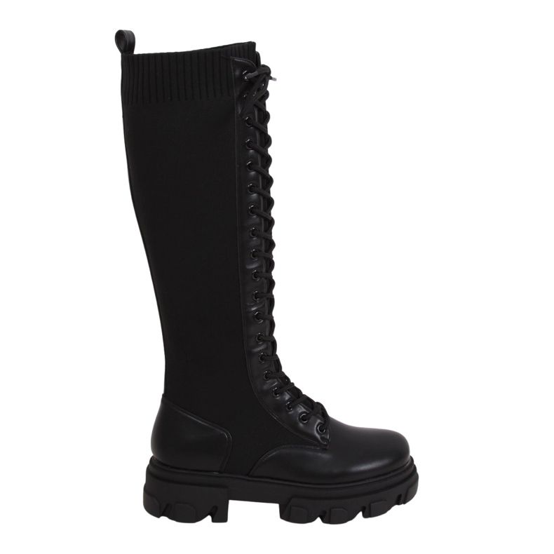 Schwarze Stiefel mit flexiblem Obermaterial NS157P Black