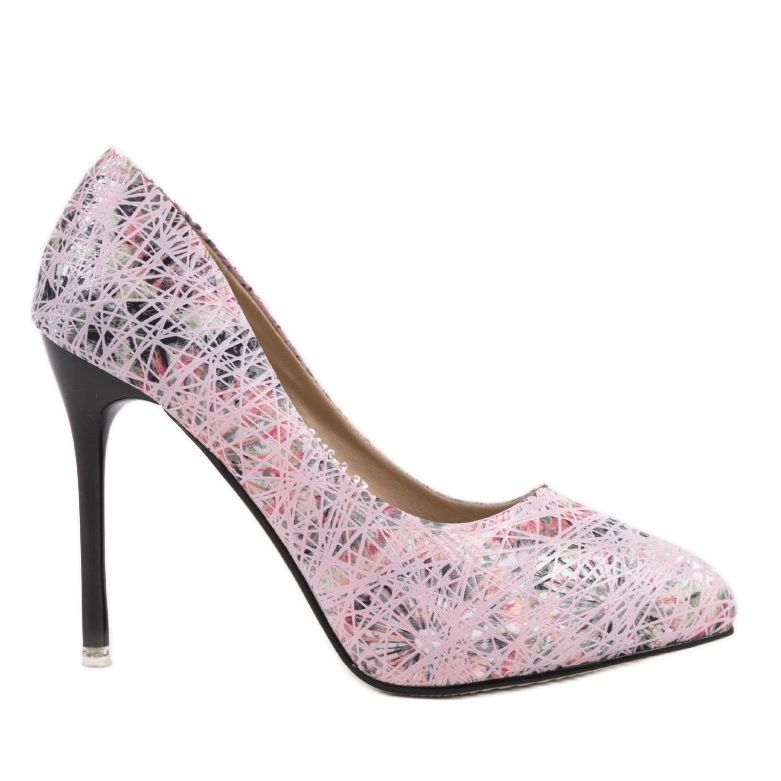 Beige High Heels mit Blumen 0116-3 braun mehrfarbig