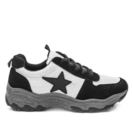 Schwarze modische Sport-Sneaker mit dem Stern G-114 weiß