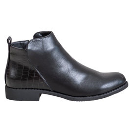 J. Star Stiefel mit flachem Absatz schwarz