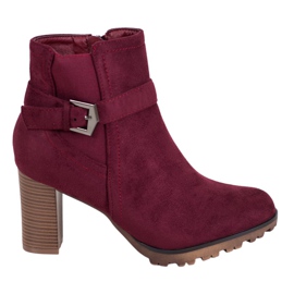 SHELOVET Burgunder Booties mit Schnalle rot