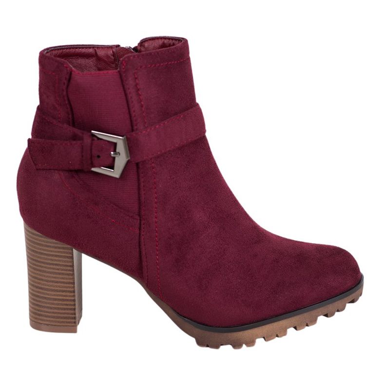 SHELOVET Burgunder Booties mit Schnalle rot