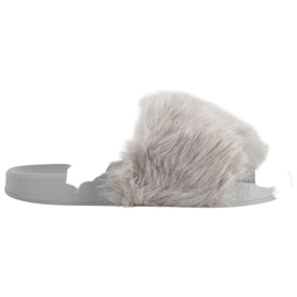 SHELOVET Gummipantoffeln mit Fell grau