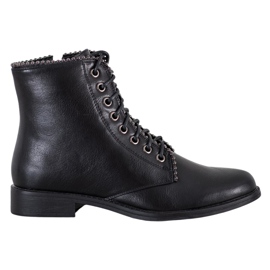 J. Star Schwarze Schnürstiefel