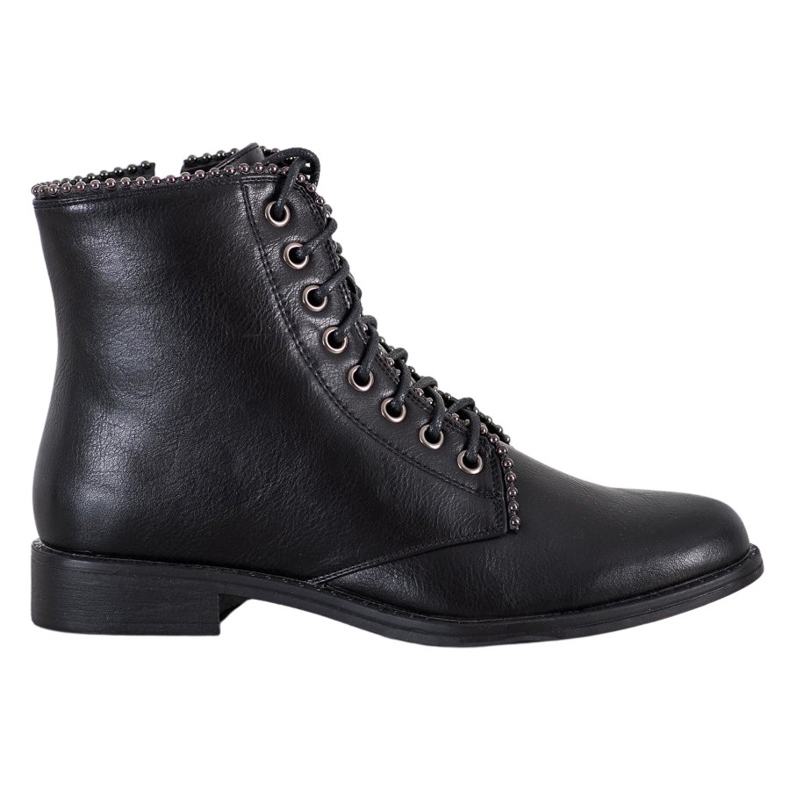 J. Star Schwarze Schnürstiefel