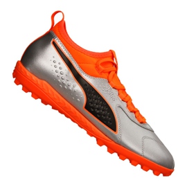 Puma One 3 Lth Tt M 104745-01 Fußballschuhe grün, orange, grau / silber silber-