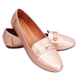 9F176 Champagner Metallic Mokassins rosa