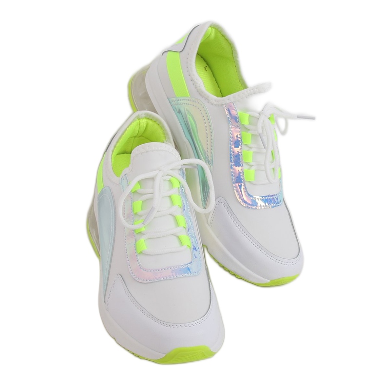 Weiße Damen Sportschuhe F-3336 WEISS / GELB