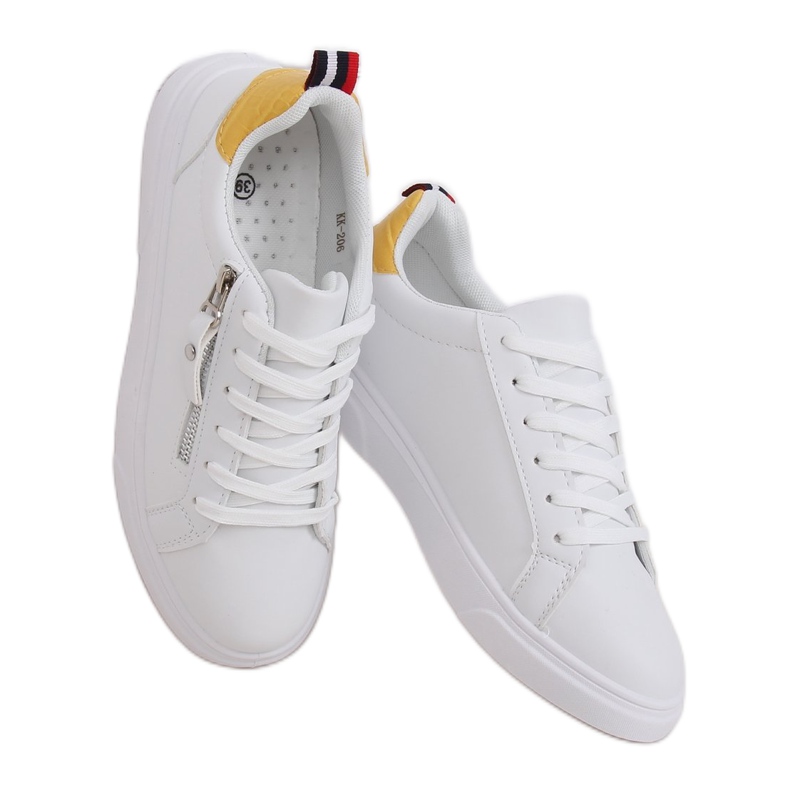 Weiße Damen Sneaker KK-206 WEISS / GELB