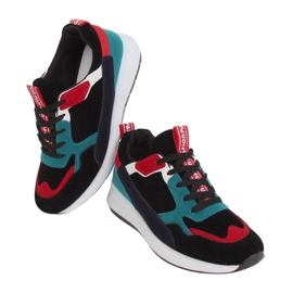 C9212 Schwarze Wildleder-Sportschuhe mehrfarbig