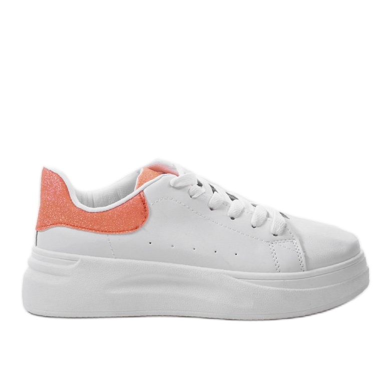 Weiße glänzende Turnschuhe LLQ204-3 orange
