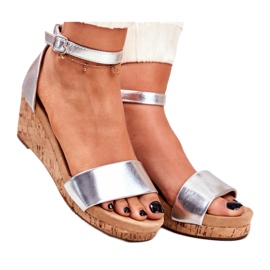 SEA Damen Sandalen mit Keilabsatz Silber MarryMe silber-