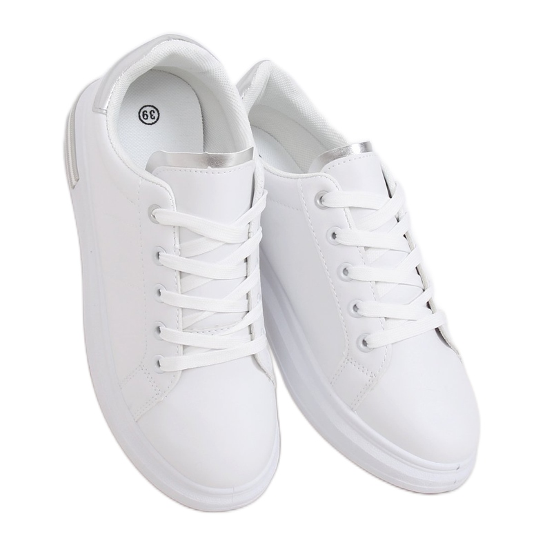 Weiße Damen Sneaker LG20 WEISS / SILBER silber-