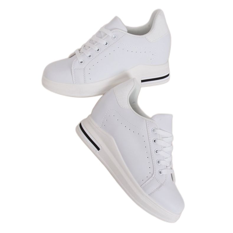 Weiße MY-0367 Weiße Sneakers auf einem versteckten Keilabsatz