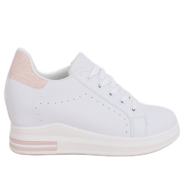 Weiße MY-0367 WHITE / PINK Sneakers auf einem versteckten Keil