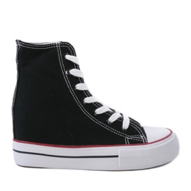 Schwarze Sneaker mit Schnür-Wedges B706-1