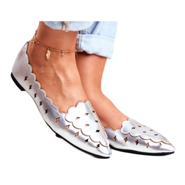 Lu Boo Damen Ballerinas Silber Metallic Dianna