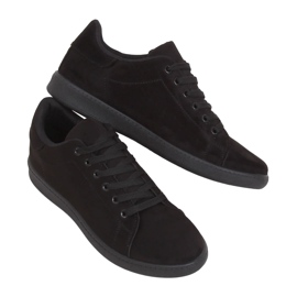 Schwarze Damen-Sneakers aus schwarzem Wildleder 6301