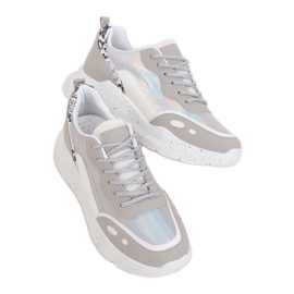 Weiß und grau LL1771 Silber Sportschuhe