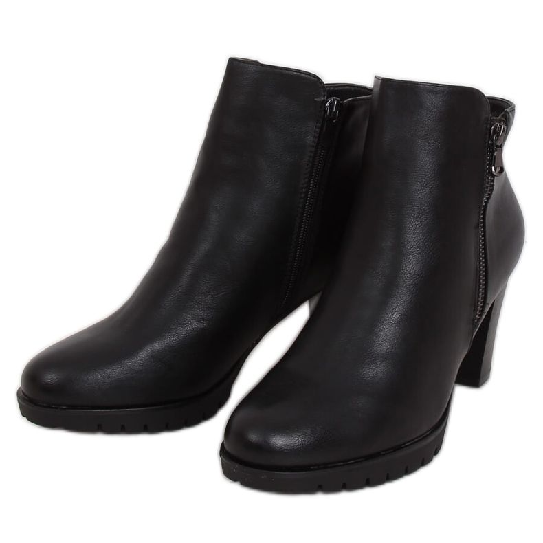 Schwarz F-32 Schwarze Stiefel mit hohen Absätzen