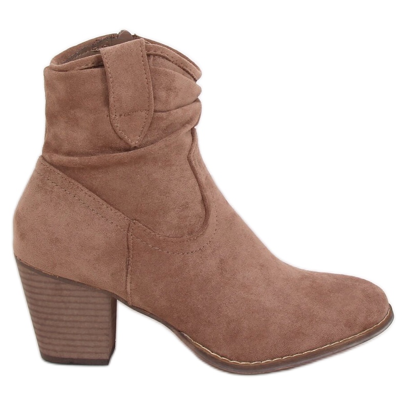 Beige Stiefel mit hohen Absätzen 100-986B0-2 Khaki braun